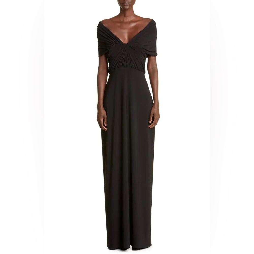 Brandon Maxwell Ruched Off The Shoulder Gown In Black 0